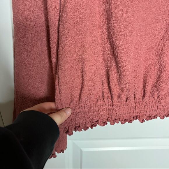 Madewell Texture & Thread Pink Smocked Bell Sleeve Top Size Small - Picture 3 of 8